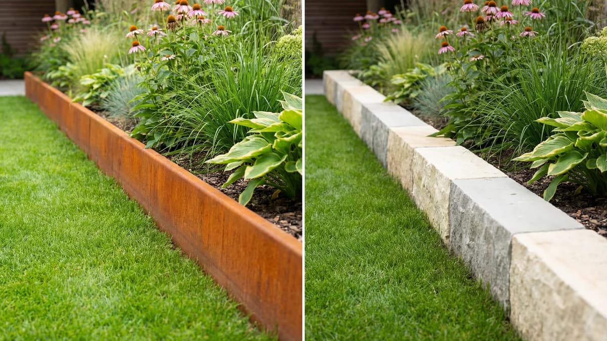 Bordure acier vs bordure pierre : comparatif fabricant 2026