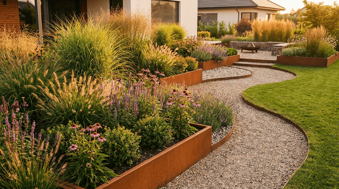 20 idées d'aménagement avec des bordures en acier Corten