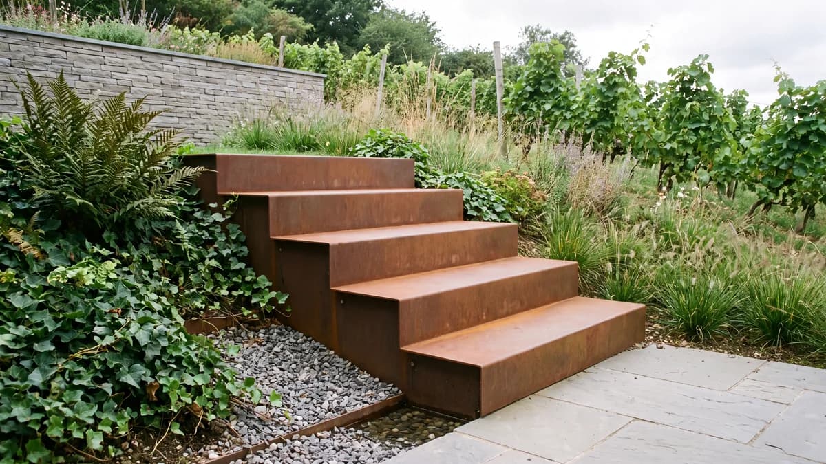 Escalier acier corten : guide de conception et de pose