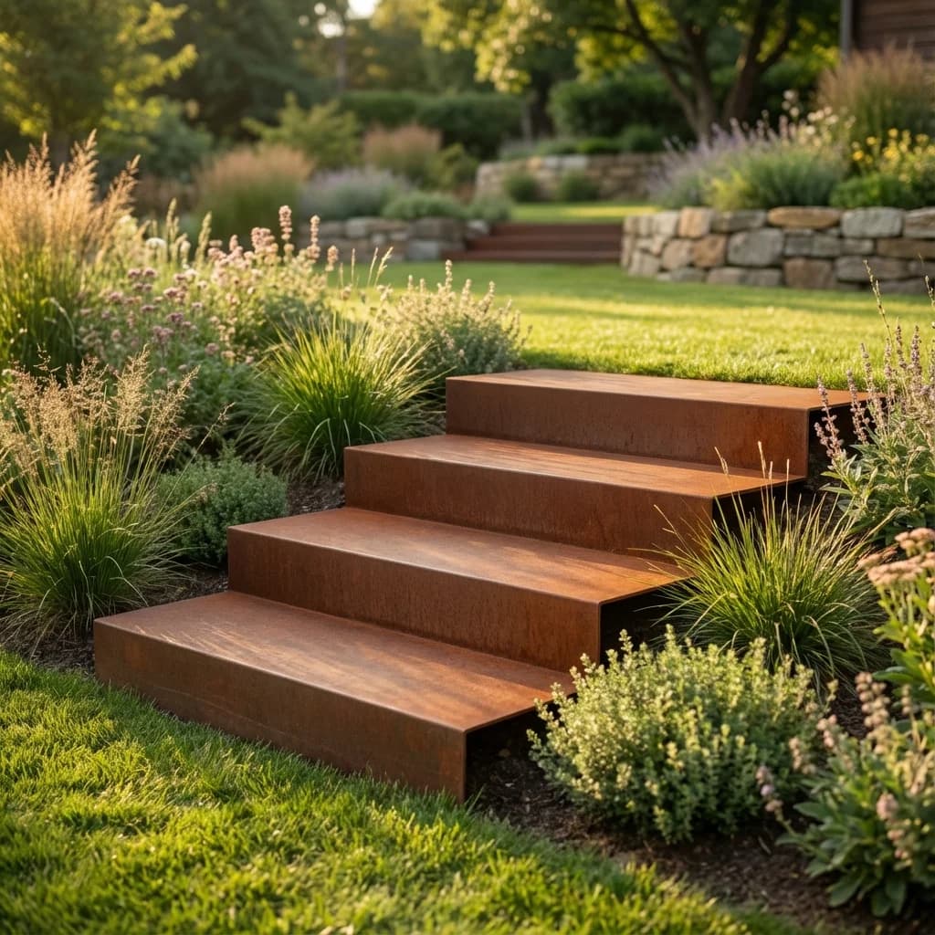 Escalier Corten extérieur : le guide complet pour aménager votre jardin