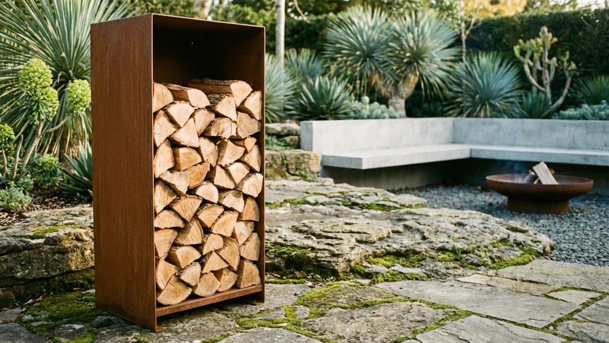 Range-bûches extérieur métal : guide fabricant 2026