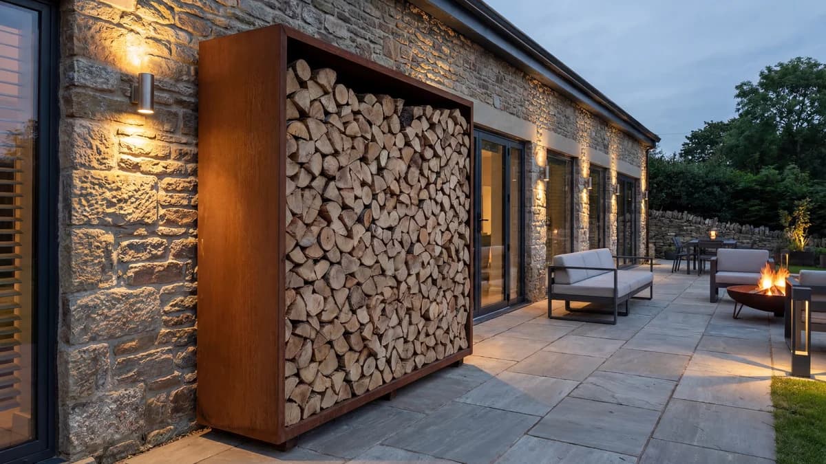Range-bûches mural extérieur : guide fabricant 2026